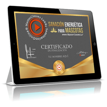 Certificado como profesional en Sanación energética para mascotas avalado por Claudia María Estrada Zuluaga